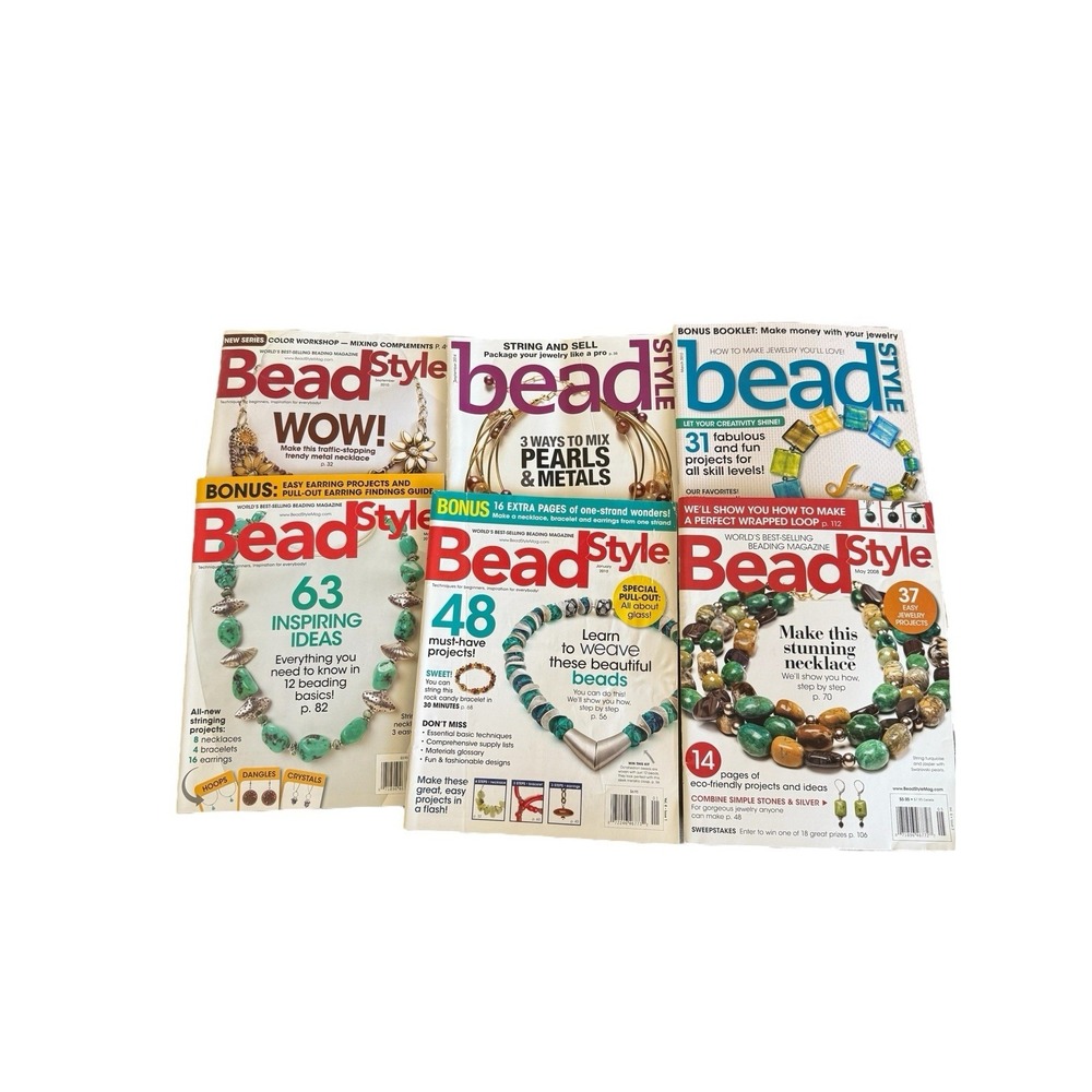 Lot of 6 'BEADSTYLE' Jewelry Magazines (Instructional) ~ Back Issues